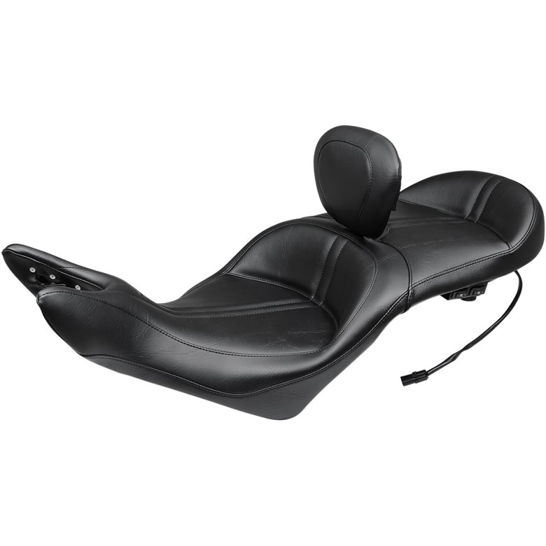 Heated One-Piece 2-Up Touring Seat with Driver Backrest