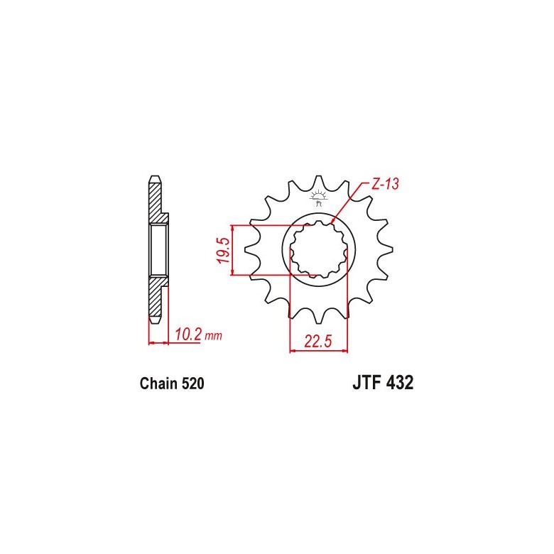 EMGO - Pinion (fata) JTF432, 12 dinti - DR350S/RM250 -'04