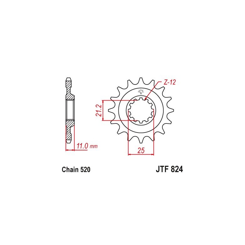 EMGO - Pinion (fata) JTF824, 14 dinti - Husqvarna '90-12