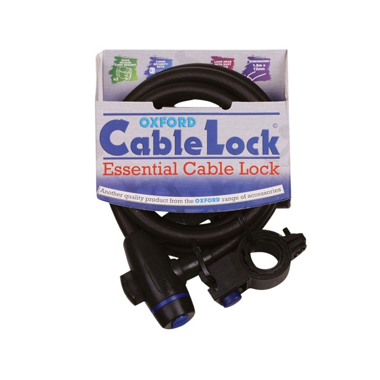 OXFORD - CABLE LOCK 1.8M X 12mm - SMOKE