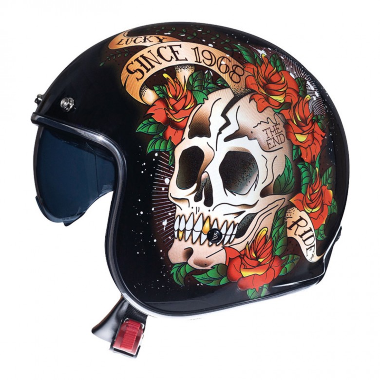 MT Helmets - casca LE MANS 2 [sun visor] Skull & Roses A1 [S]