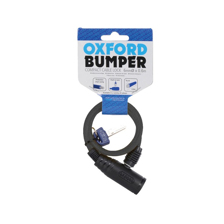 OXFORD - BUMPER CABLE LOCK 600mm X 6mm - SMOKE