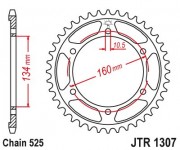 JT - Foaie (spate) JTR1307, 41 dinti - CBR600RR'07-