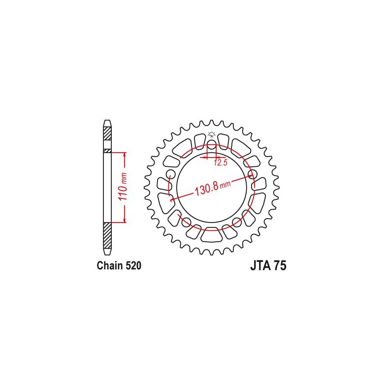 JT - Foaie (spate) Aluminiu JTA75, 44 dinti - BMW S1000RR