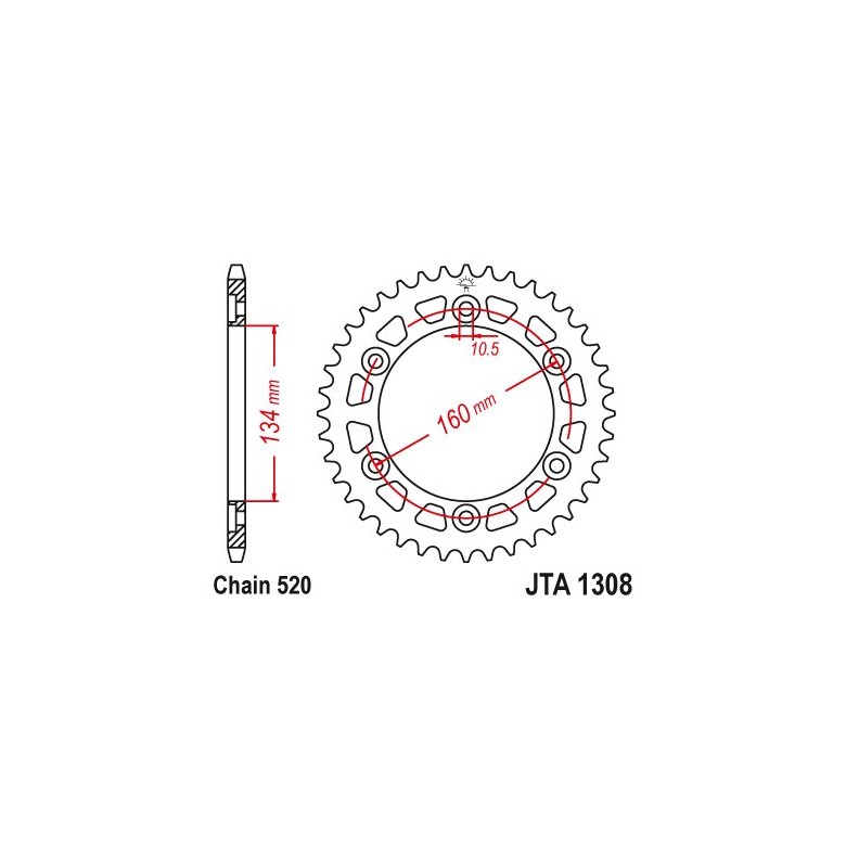 JT - Foaie (spate) Aluminiu JTA1308, 46 dinti - CBR600'01/900'00