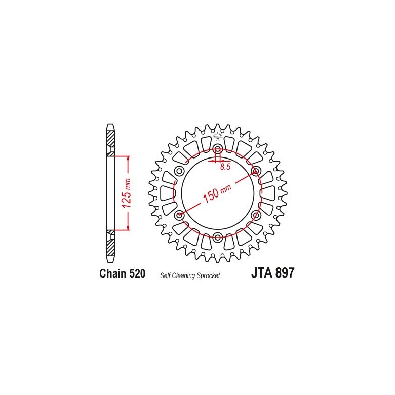 JT - Foaie (spate) Aluminiu JTA897, 48 dinti - KTM Duke/LC4/EGSE