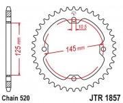 JT - Foaie (spate) JTR1857, 38 dinti - XT500/600