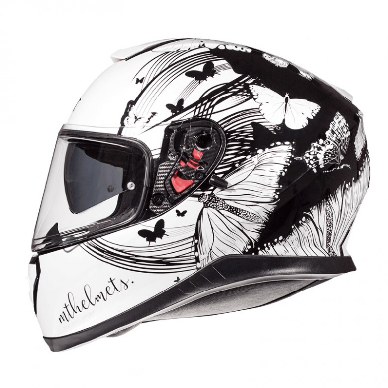 MT Helmets - casca THUNDER 3 Vlinder [sun visor], alb [XS]