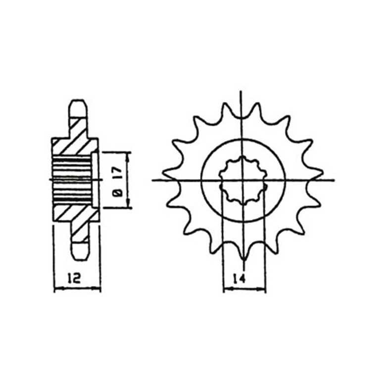 EMGO - Pinion (fata), 12 dinti - Gilera GSM/H@K