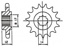 EMGO - Pinion (fata), 12 dinti - Gilera GSM/H@K