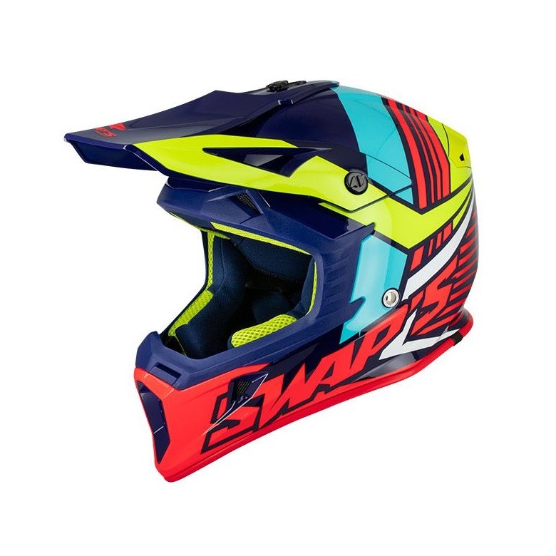 SIFAM - Casca Offroad SWAP's S818 - albastru / galben fluo / rosu [M]