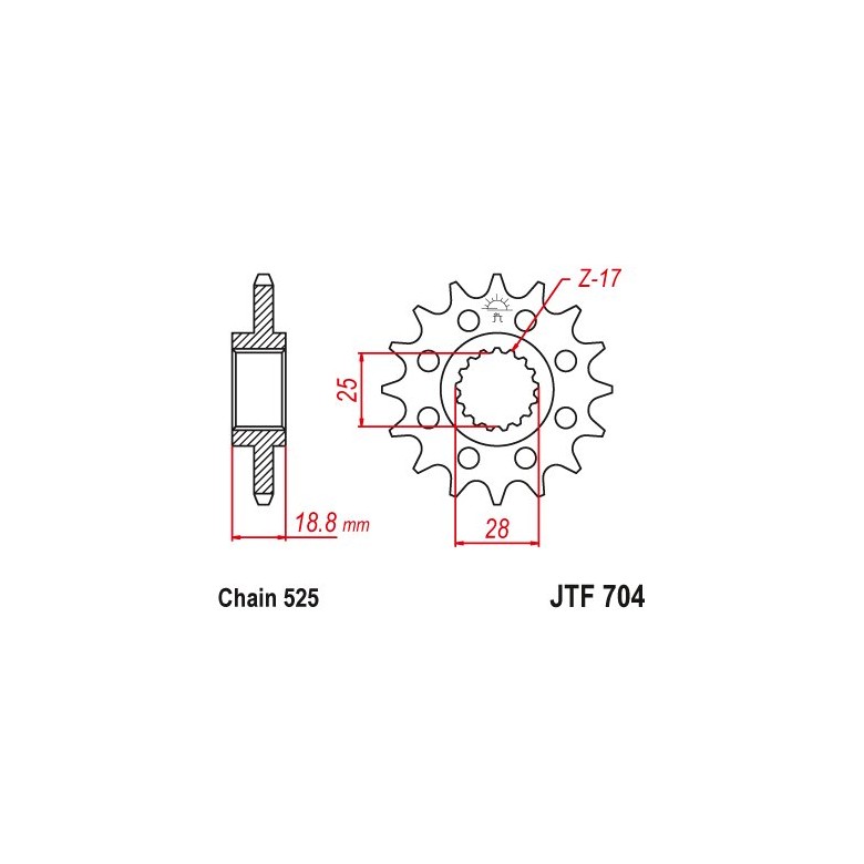 ESJOT - Pinion (fata) 50-29020, 17 dinti - RSV1000-'03/ETV'01-/F650GS